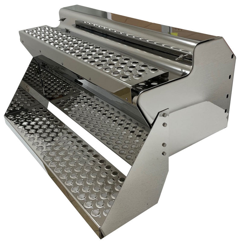 KW MIRROR FINISH 12 GA. 304 STAINLESS STEEL BATTERY BOX PUNCHED STEPS