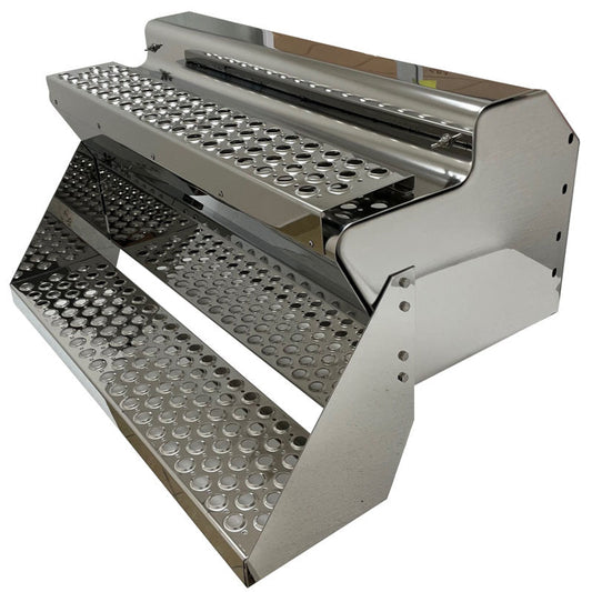 KW MIRROR FINISH 12 GA. 304 STAINLESS STEEL BATTERY BOX PUNCHED STEPS