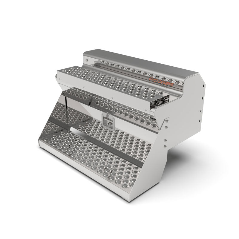 KW MIRROR FINISH 12 GA. 304 STAINLESS STEEL BATTERY/TOOL BOX SMOOTH STEPS