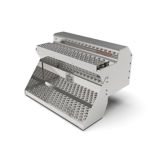 KW MIRROR FINISH 12 GA. 304 STAINLESS STEEL BATTERY/TOOL BOX SMOOTH STEPS