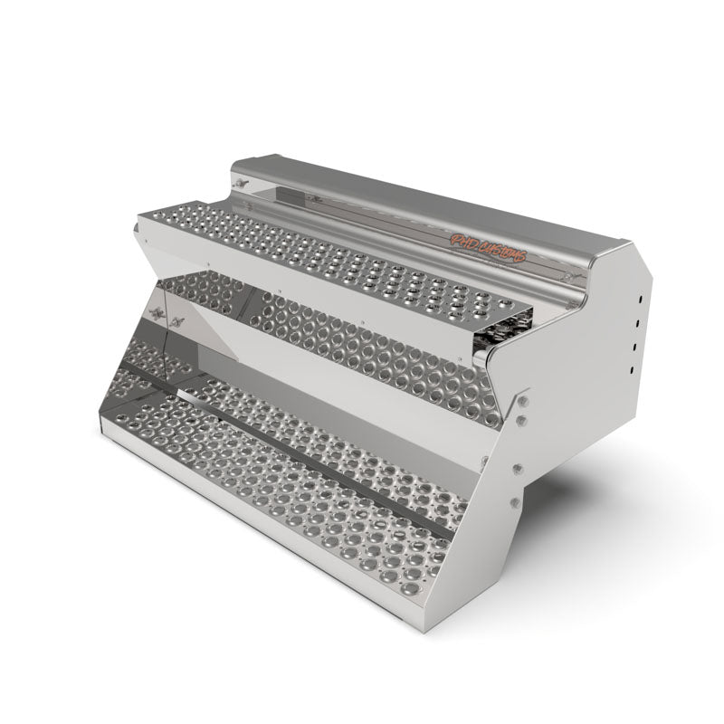 KW MIRROR FINISH 12 GA. 304 STAINLESS STEEL BATTERY BOX PUNCHED STEPS