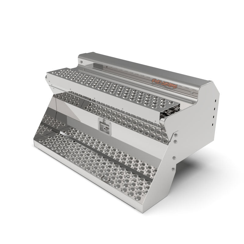 KW MIRROR FINISH 12 GA. 304 STAINLESS STEEL BATTERY/TOOL BOX SMOOTH STEPS