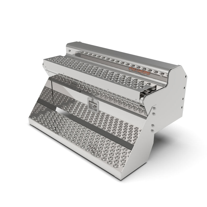 KW MIRROR FINISH 12 GA. 304 STAINLESS STEEL BATTERY/TOOL BOX SMOOTH STEPS
