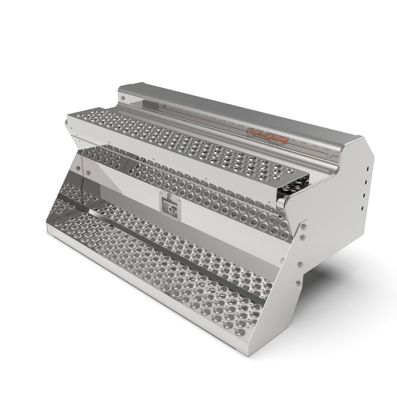 KW MIRROR FINISH 12 GA. 304 STAINLESS STEEL BATTERY/TOOL BOX SMOOTH STEPS