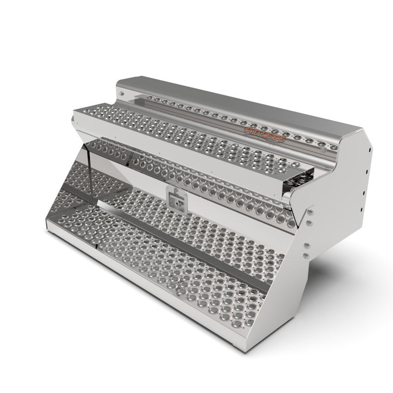 KW MIRROR FINISH 12 GA. 304 STAINLESS STEEL BATTERY/TOOL BOX SMOOTH STEPS