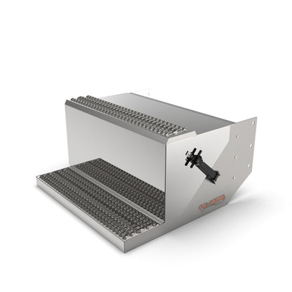 PETERBILT MIRROR FINISH STAINLESS SMOOTH TOOL BOX WITH PUNCHED STEPS